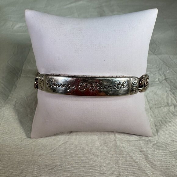 Vintage Brighton "Courage & Strength" Engraved ID Bracelet Chain-Link - Picture 1 of 7